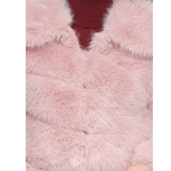 Avec Les Filles Luxurious Cropped Paneled Faux-Fur Coat in Blush sz XS $285 - Picture 9 of 16